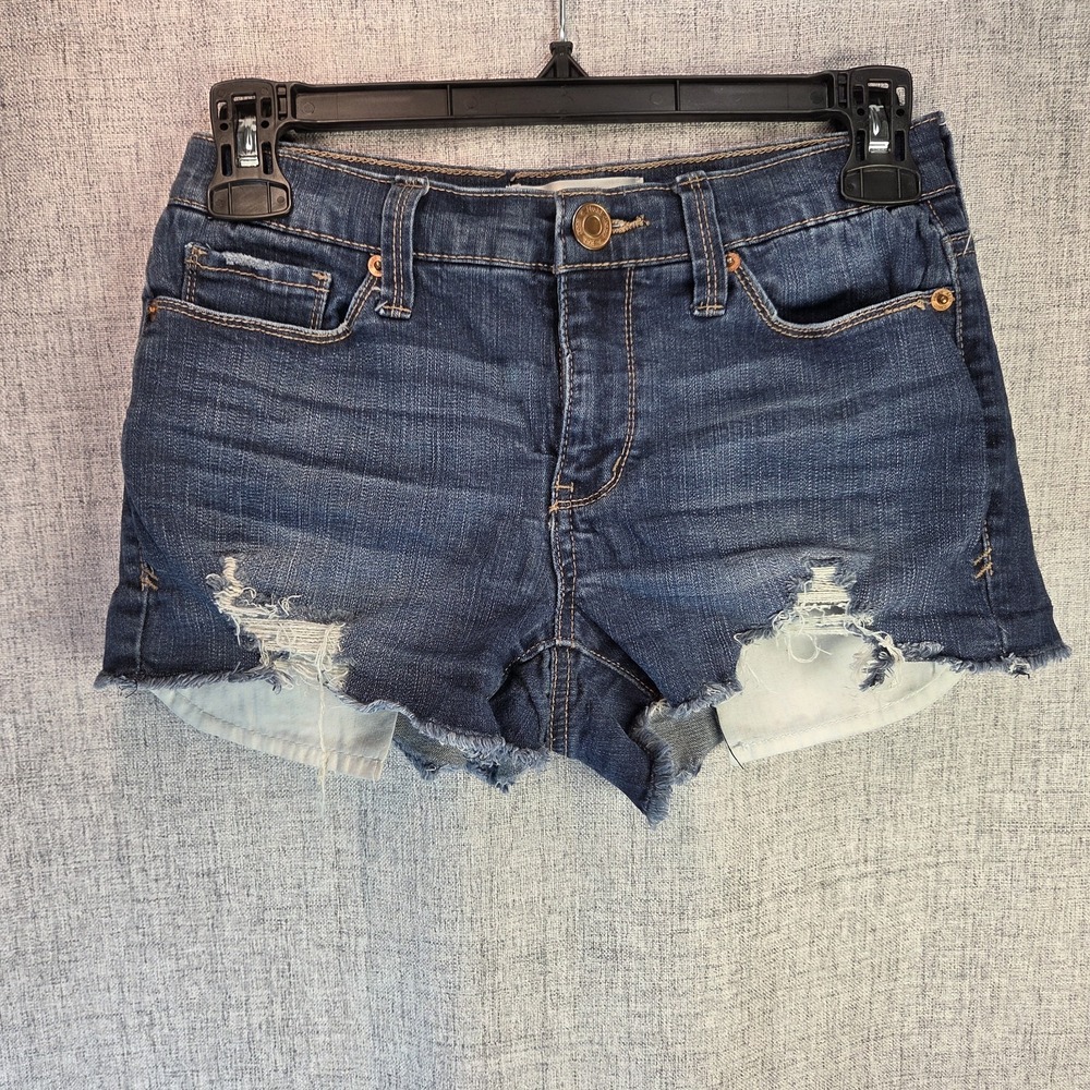 Mudd Jeans Mini Shorts Y2K Juniors 3 Blue Cut Off Frayed Hem Booty Distressed